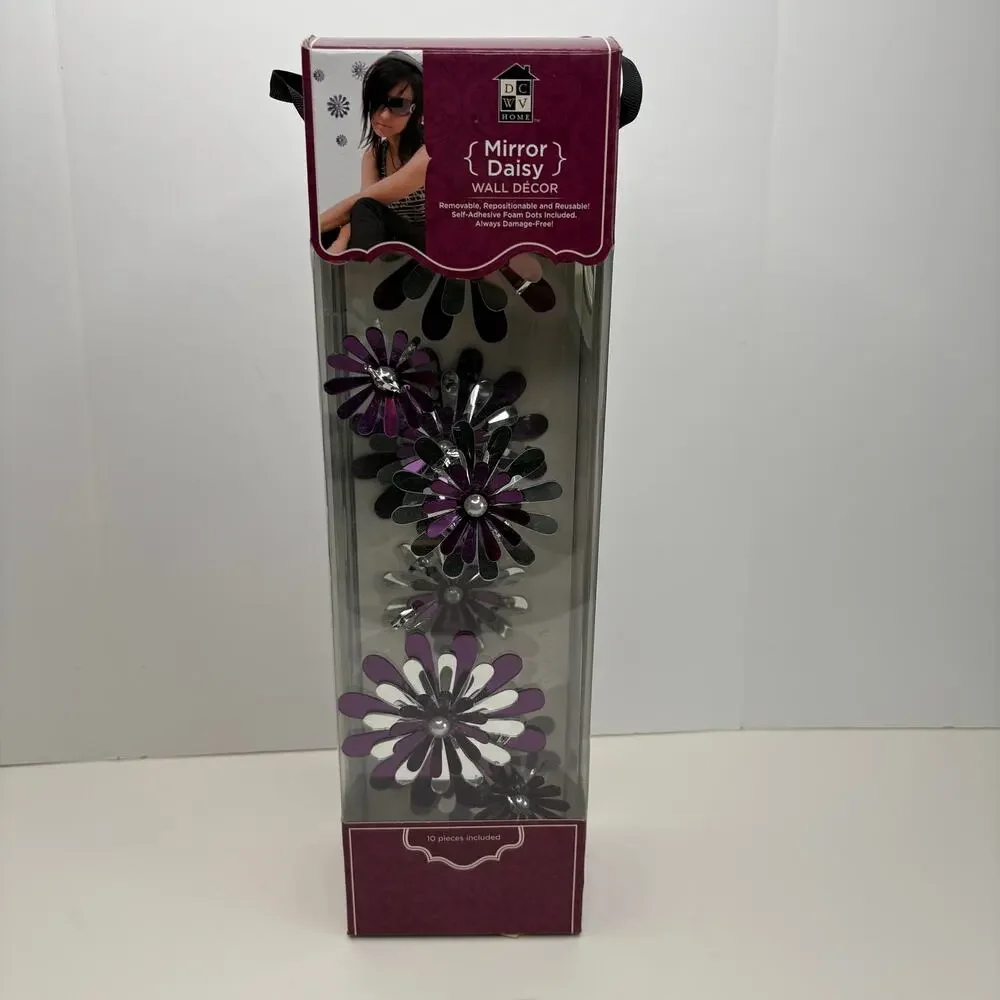 Mirror Purple Daisy Wall Decor - 10 pieces NIB